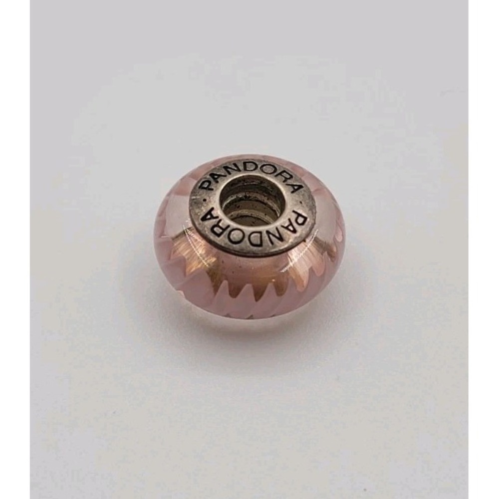 Pandora 925 Sterling Silver Pink Zig Zag Murano Glass Bead Charm